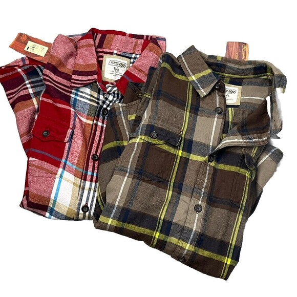 LOT 2 Urban Pipeline Flannel Shirt Long Sleeve‎ Button Up Plaid 2XL Casual NWT - Picture 1 of 9